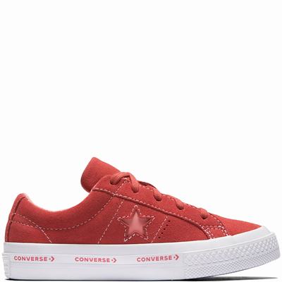 Converse One Star Suede Wordmark Low Tops Kids - Pink/Pink Shoes (562QSPJA)